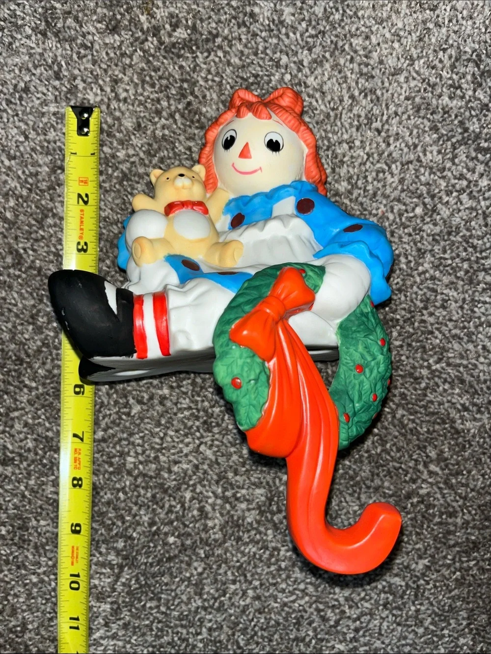 Vintage Flambro 4567 4568 Raggedy Ann Andy Christmas Stocking Mantle Figurines